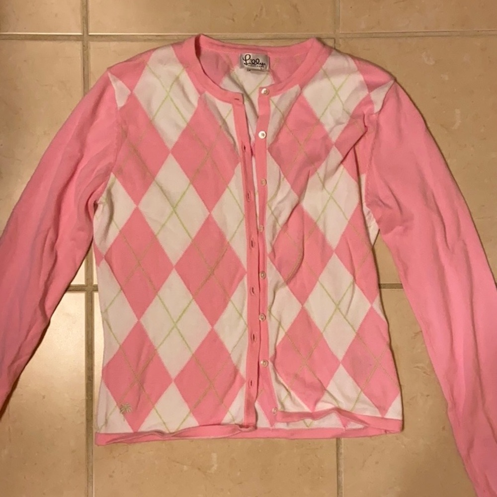Lilly Pulitzer Argyle Cardiagan Sweater